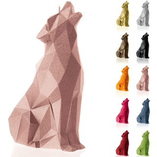 Candellana Handmade Wolf Low-Poly Kerze Geschenk- Lustig - Dekorative Kerze - Home Décor - Geschenke für Freunde - Baumwolle Docht - Brenndauer 35h - Rose Gold Kerze