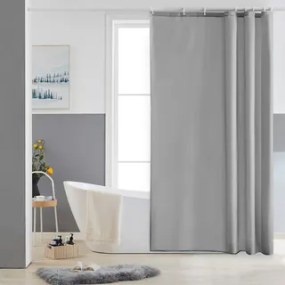 Furlinic Duschvorhang 120x180cm Grau Textil Polyester Stoff Mit Gewicht | Für Badewanne Antischimmel Wasserdicht Waschbar Hochwertig Badvorhang Mit Ösen Vintage mit 6 Duschringen.