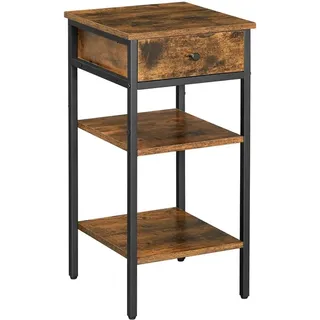 Vasagle Nachttisch Schublade und 2 Ablagen 35 cm x 35 cm x 70 cm Braun-Schwarz
