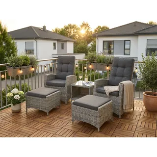 Gartenlounge-Set KONIFERA "Monaco", grau, Polyrattan, Sitzmöbel-Sets, Gartenlounge-Set, Polyrattan, Rückenlehnen stufenlos verstellbar, Topseller