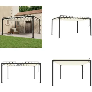 vidaXL Pavillon mit Lamellendach 3x4 m Creme Stoff und Aluminium - Gartenpavillon - Gartenpavillons - Pavillon - Pavillons - Creme