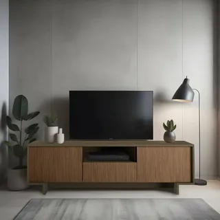 Dmora TV-Ständer Andromeda, TV-Ständer für das Wohnzimmer, niedriges Wohnzimmer-Sideboard mit 2 Türen und 1 Schublade, 100% Made in Italy, 170 x 42 x 48 cm, Braun und Walnuss