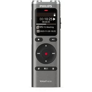 Philips DVT2075 VoiceTracer, Diktiergerät, Aufnahmegerät, MP3, Stereo, Li-on Akku. Sembly AI zur Spracherkennung für mehrere Sprecher, Automatische Erstellung von Zusammenfassungen