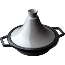 BerlingerHaus «Tajin» 2L enamelled cast iron casserole 22 × 7,5cm (h-25cm with ceramic lid) BerlingerHaus Moonli, Pfanne + Kochtopf, Grau