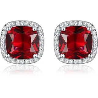 Diamond Treats Strahlenkranz-Ohrstecker aus 925 Sterling Silber mit Cubic Zirkonia in Weiß, Blau, Grün, und Rot, massive Silber bunte Ohrstecker für Damen