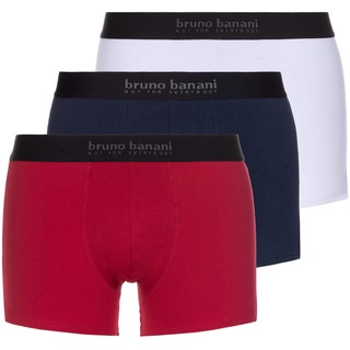 Bruno Banani Herren Short 3er Pack Energy Cotton Boxershorts, Mehrfarbig (Rot//Navy//Weiß 2754), Small (Herstellergröße: S)