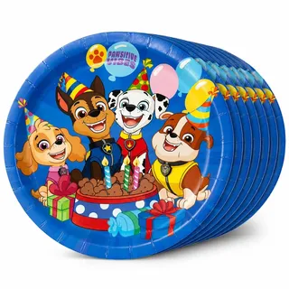 BeenSmile, Pappteller Paw Patrol, 8 Einwegteller 23 cm für Kindergeburtstag, robuste Partyteller mit Design für Kuchen und Snacks, Paw Patrol Geburtstag Deko, ideal für Motto-Partys