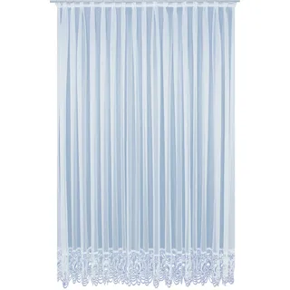 Gardine WIRTH "Elena" Gr. 3, weiß, B:600cm H:125cm, Sablé, Polyester, Gardinen, Gardine, Store veredelt mit echter Plauener Spitze Stickerei, gerade