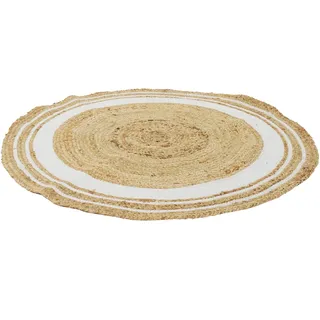 HOME DECO FACTORY Teppich, rund, Jute, Baumwolle, Weiß, 90 cm