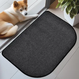 DOMUSTEX Schmutzfangmatte Innen 60x90cm Halbrund, Waschbar Teppich Läufer, Eingangsteppich, rutschfeste Fussmatte für Hund, Küche, Flur