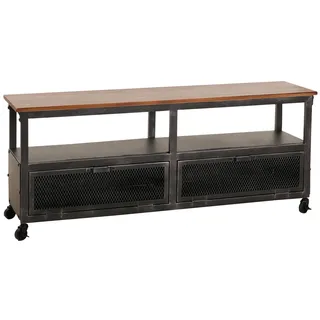 Mendler HWC-N28 TV-Rack 55x130x36cm Braun/Schwarz Holz/Metall