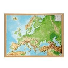 Georelief 3D Reliefkarte Europa mit Holzrahmen - Gr. groß - One Size