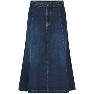 Jeansrock GOLDNER "Bequemer Denim-Rock mit Formbund", Damen, Gr. 44, blau (dunkelblau), Obermaterial: 92% Baumwolle CO. 6% Elastomultiester ELE. 2% Lyocell CLY., normal, Röcke Jeansrock, Leicht ausgestellt für schönen Schwung