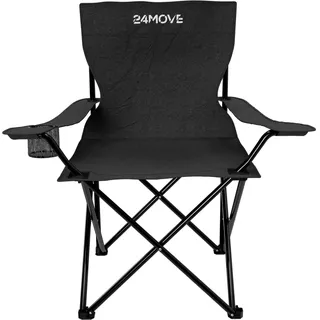 24MOVE® Faltbarer Campingstuhl Serra schwarz mit Getränkehalter und Tragetasche