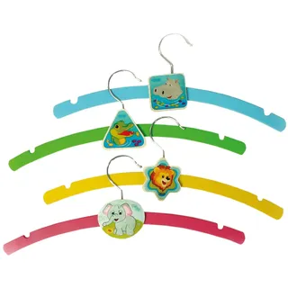 Hess Holzspielzeug 13360 - Kleiderbügel aus Holz, Serie Dschungeltiere, 4 teilig, zum Aufhängen von Baby- und Kinderkleidung, ca. 33 x 12 cm groß