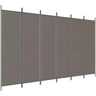 vidaXL Paravent 6-Tlg. Anthrazit 300/200 Cm Stoff , Textil , Rechteckig , 300x200x300 cm , Wohnzimmer, Raumteiler, Raumtrenner