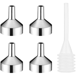 Toureal 4 Stück Klein Edelstahl Trichter Parfüm Abfüllen mit Pipette, Metall Trichter Mini, Parfümtrichter für Füllung Zerstäuber und Liquid (Silber, Dia.18mm)