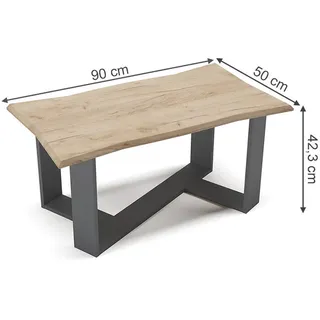 Vicco Couchtisch Arne Baumkante Goldkraft/Anthrazit