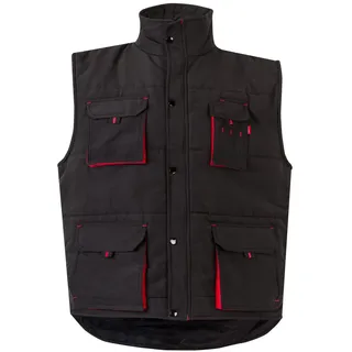 VELILLA 205902; Zweifarbige Steppweste mit mehreren Taschen, Schwarz und Rot, Größe L