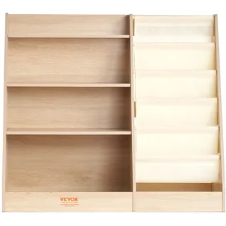 Vevor Kinderbücherregal 4-stöckig MDF braun gelb