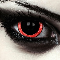 DESIGNLENSES Rot schwarze große farbige Kontaktlinsen, Mini Sclera 17mm Durchmesser, 1 Paar (2 Stück) + Aufbewahrungsbehälter (Contagious)