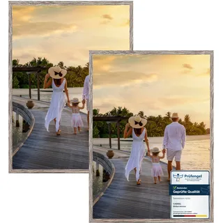 CABBEL 2x Bilderrahmen 50x70 cm Eiche Dunkel Rahmen 2-Pack | Dokumentenrahmen, Collage, Poster | MDF Holz-Posterrahmen Acrylglas | Picture Frame, Puzzlerahmen, Bilder, Fotorahmen zum Aufhängen
