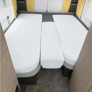 Erwin Müller Matratzenschutz 3er-Set für Wohnmobil, Wohnwagen, Heckbett weiß Größe 70x190 cm - 85x210 cm (2X) + 35x130-50x145 - Molton mit Rundumgummi, Klimaregulierung, Schlafkomfort
