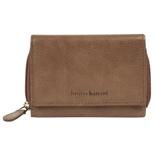 Geldbörse BRUNO BANANI, Damen, braun (cognac), Leder, leicht glänzend, unifarben, Kleinlederwaren Geldbörse, echt Leder