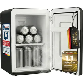 Sommertal KS15 Mini Kühlschrank, zum kühlen und heizen, Volumen 15L, AC für Haus Steckdose und DC für Auto 12V Betrieb, Bierkühlschrank lautlos Getränkekühlschrank klein - Schwarz