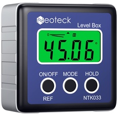 Neoteck Digitaler LCD Winkelmesser Neigungsmesser Inklinometer Wasserdicht Bevel Box Winkelmessgerät Wasserwaage(Batterie enthalten) - Blau