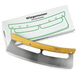 Wundermix - Pizza Wiegemesser mit Bambusgriff (34 cm Klinge) • Pizza Messer mit Klingenschutz • Pizzaschneider Edelstahl • Ideal für Pizza, Kräuter, Gemüse • Pizza Zubehör