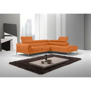 Egoitaliano Eckcouch Leder 3-1 Garnitur L-Form Orange
