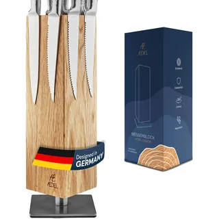 AEDEL Design Premium Magnetischer Messerblock Drehbar 360 Grad - Messerhalter Magnetisch aus edlem Eichenholz - Magnet Messerhalter Universal Unbestückt Holz