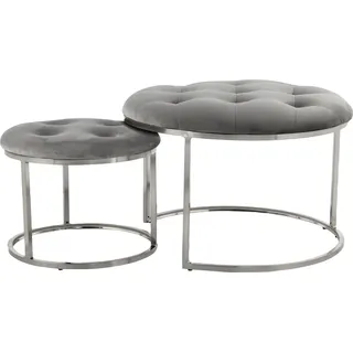 Kayoom Hocker Becky 825 2er-Set Kunststoff 60 x 41 x 60 cm Grau/Silber
