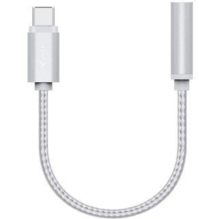 Xlayer Premium Adapter, Kopfhörer Adapterkabel Typ C (USB-C) auf 3,5 mm AUX, 0.12 Meter Länge, Silber