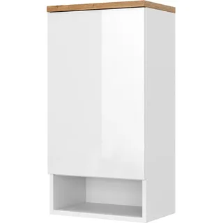 Vicco Badschrank Eden, 40 x 77.5 cm mit 4 Fächer, Weiß Hochglanz/Artisan-Eiche - Weiß