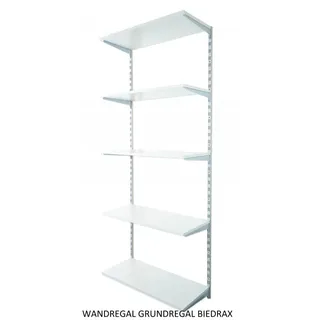 Biedrax Wandregal - Grundregal 25 x 80 x 200 cm, Farbe silber - 5 Fachboden grau