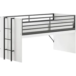 Hochbett VIPACK "Sam, schlafen und arbeiten in einem, wahlweise Eiche- oder Weiß-Dekor", weiß dekor, weiß dekor, weiß dekor, B:98cm H:116,6cm L:219cm, Hochbetten, Hochbett, Inkl. Absturzschutz u. Leiter, pflegeleichte Dekor Oberfläche
