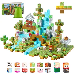 Vevor Magnetische Bausteine, 150-teiliges Waldburg-Set, Magnetblöcke, STEM Montessori-Sensorikspielzeug als Weihnachts- & Geburtstagsgeschenk, Konstruktions-Stapelspielzeug, ab 3 Jahren