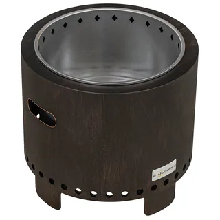 Feuerschale Feuerstelle Feuertonne, wetterbeständig, 45 x 45 x 42 cm, Schwarz + Bronze