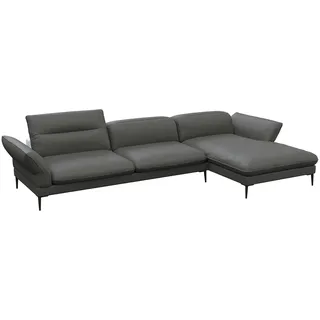 flexlux Ecksofa "Salino, Funktionssofa mit Recamiere, Relaxsofa, Ecksofa" Sofa mit Arm- und Kopfteil-Verstellungen, Kaltschaum & Stahl-Wellen, warm mineral grau
