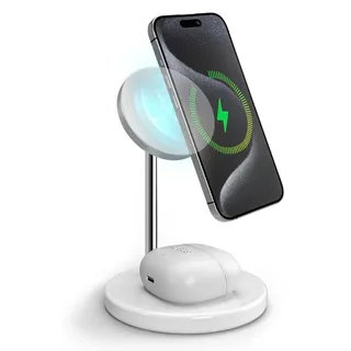 SBS Qi2 2x1 Wireless Charging Station 15W White