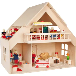 Rülke Holzspielzeug Puppenhaus mit Balkon natur (23161)