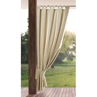 Eurofirany Garden Outdoorvorhäng mit Schlaufenschal- 1 STK. Abnehmbaren Schlaufen, Sonnenschutz Sichtschutz Winddicht Wasserdicht Vorhäng für Pavillon Terrasse Pergola, 155x200 cm, Hellbeige