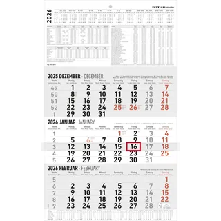 Neumann Zettler 3-Monatskalender groß 2026 - Wandkalender 30 × 49 cm,