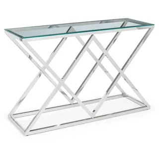 Julian Bowen Biarritz Konsolentisch, Silber, Glas