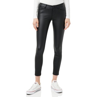 VERO MODA Damen Vmseven Nw Ss Smooth Coated Pt Petite Hose, Black/Detail:coated, L/28