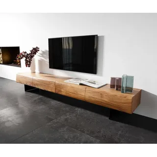 DeLife New Live-Edge Lowboard 240 cm Hellbraun Holz/Metall