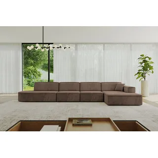 altdecor Eckcouch Samt 2-Sitzer Braun