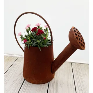 Edelrost Kanne zum Bepflanzen 40x43cm Rost Gießkanne Blumentopf Windlicht Edelrost Gartendeko Metall